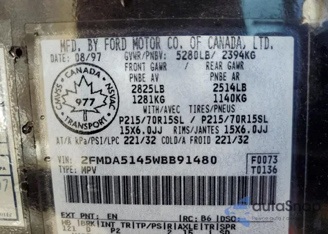 1998 Ford Windstar Wagon z USA, uszkodzony, nr VIN 2FMDA5145WBB91480